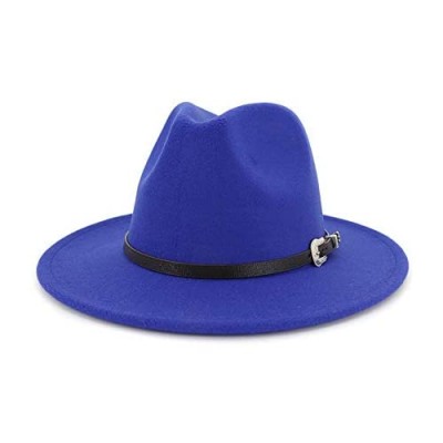 Gossifan Men & Women's Classic Wide Brim Felt Fedora Panama Hat with Belt Buckle