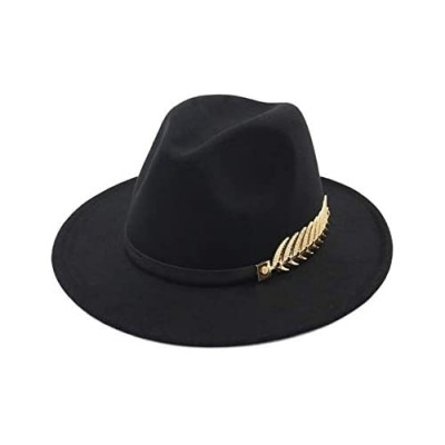 Gossifan Women Men Classic Wide Brim Fedora Panama Hat with Belt Buckle