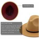 Gossifan Womens & Mens Two Tone Wide Brim Fedora Hats with Classic Belt Patchwork Felt Hats
