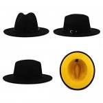 Gossifan Womens Wide Brim Fedora Hats Two Tone Panama Hat with Belt Buckle