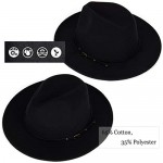Guoo Women Fedora Hat Wide Brim Felt hat with Belt Buckle Panama Hat Vintage Jazz Hat