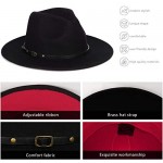 GUOO Womens Wide Brim Panama Hat Patchwork Two Colors Classic Buckle Fedora hat