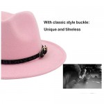 HUDANHUWEI Womens Wide Brim Felt Fedora Hat Ladies Panama Hat with Belt Buckle
