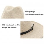 HUDANHUWEI Womens Wool Fedora Hat with Belt Buckle Wide Brim Panama Hat