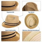 Jeff & Aimy 1920s Straw Panama Fedora Hat Cap for Men Sun Summer UPF 50 Gatsby Derby Hat for Womens