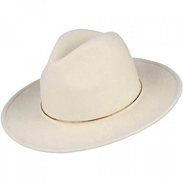Jelord Womens 100% Wool Fedora Hats Elegant Wide Brim Panama Fedora Wool Trilby Hat