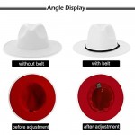 jingsha Womens & Mens Two Tone Wide Brim Fedora Hats Felt Panama Cap Casual Hats with Belt Buckle