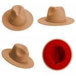 KUJUHA Womens Mens Fedora Hats Two Tone Wide Brim Felt Fedora Hats