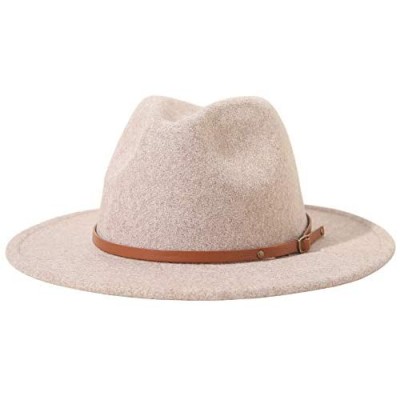 Lanzom Women Lady Classic Wool Fedora Hat with Belt Buckle Felt Wide Brim Panama Hat