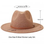 Lanzom Women Lady Felt Fedora Hat Wide Brim Wool Panama Hats with Band