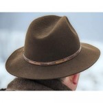 Lanzom Women Men Retro Style Wide Brim Panama Hat Belt Buckle Wool Fedora Hat