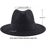 Lanzom Women Wide Brim Warm Wool Fedora Hat Retro Style Belt Panama Hat