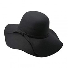 liboyixi Women's Fashion Wide-Brimmed Fedora hat  Ladies Bowknot Wool Felt hat