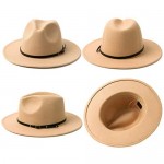 Lisianthus Women Wide Brim Wool Fedora Panama Hat with Belt Buckle