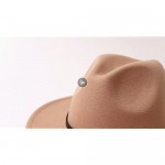 Lisianthus Women Wide Brim Wool Fedora Panama Hat with Belt Buckle