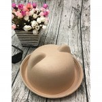 Lujuny Cat Ear Wool Bowler Hats - Cute Derby Fedora Caps with Roll-up Brim for Youth Petite