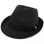 Melesh Classic Sun Straw Trilby Fedora Hat
