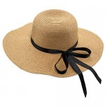 PEAK 2 PEAK Women and Men Wide Brim Straw Panama Summer Beach Sun Hat - Adjustable Foldable Fedora UPF50+