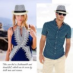 Summer Straw Fedora Hat Short Brim Panama Sun Hat Trilby Beach Hat for Men & Women
