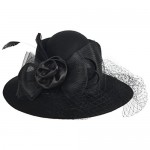 VECRY Women's Fascinator Wool Felt Hat Cocktail Party Wedding Fedora Hats