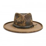 Vintage Fedora Firm Wool Felt Panama Hat Classic for Men Women Wide Brim with Lightning Logo Distressed Style