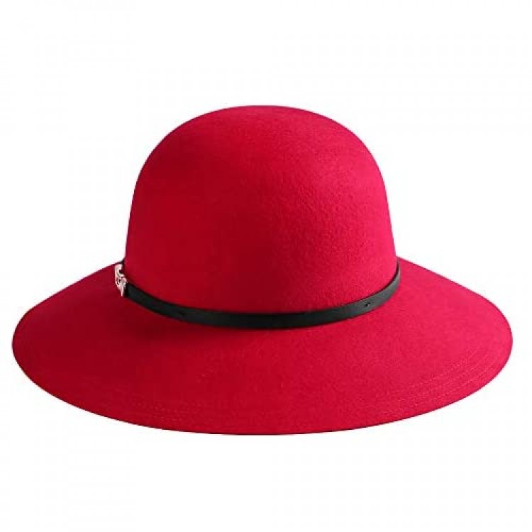 Women Wide Brim Floppy Wool Hat Cloche Bucket Fedora Bowler Felt Hats 1920s Gatsby Church Caps