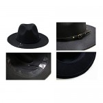 Womens Belt-Buckle Fedora-Hat - Classic Wide Brim Wool Panama Hat