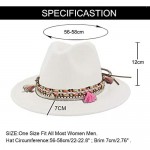 Women's Felt Fedora Hat Wide Brim Panama Hats with Tassel