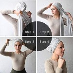 2 Pieces Head Wrap Scarf Stretch Jersey Knit Hair Wrap Long Turbans for Black Women Wide Headwear (Black & Pink)