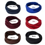 6 Packs Wide Knotted Headband Elastic Boho Hairbands Stretchy Head Wraps Scarfs for Women Colored Athletic Headwear Turbans Scarfs Multi Purpose Yoga Hair Bands Aferican Accessories