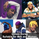 8Pcs Velvet Durag Durags for Men and Women Long Tail Head Wrap Durag Turban Hat with 4pcs Stocking Cap Long Wide Straps Fashion Stretchable Doo Durag Pirate Hat(Black Blue Red Yellow Pink White Grey)