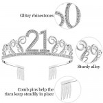 BABEYOND Crystal Birthday Tiara Rhinestone Princess Crown Happy Birthday Crowns Silver Diamante Happy 21st Birthday Tiara Crown (Silver-21st)