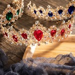 Baroque Vintage Rhinestone Crystal Crown - Tiaras and Crown for Women - Princess Rhinestone Crown for Christmas/Wedding/Prom/Pageant/Costume Birthday Party/Photography (Red ruby crown)