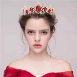 Baroque Vintage Rhinestone Crystal Crown - Tiaras and Crown for Women - Princess Rhinestone Crown for Christmas/Wedding/Prom/Pageant/Costume Birthday Party/Photography (Red ruby crown)