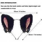 Cat Ears Headband with Bell Bows Lolita Cosplay Accessories Fancy Neko Ears for Cam Girl Women and Kids (Black)