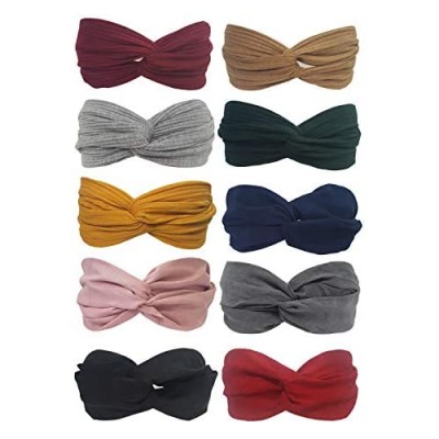Ergonflow 10 Pack Headbands for Women Boho Bands Twisted Headband Criss Cross Head Wraps Bows Hair Accessories for Women and Girls