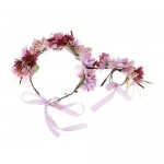 Ever Fairy Women Flower Wreath Crown Floral Wedding Garland Headband Wrist Band Set