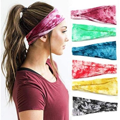 Huachi Headbands for Women Boho Printed - Versatile Design for Workout Running Yoga Sports - Wide Turban Thick Head Wrap Fashion Hair Accessories  6 Pack