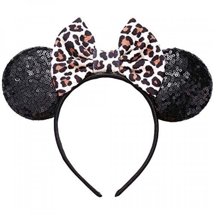 JIAHANG Mouse Ears Bow Headband Sequin Hair Hoop Party Decoration Costume Accessories for Girls Women