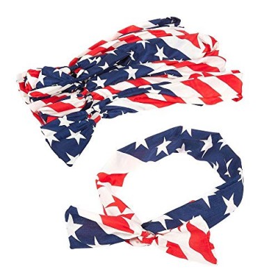 Juvale American Flag Patriotic Bowknot Headbands (12 Count)