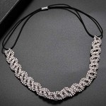 Lux Accessories Pave Crystal Pattern Stretch Bridal Bridesmaid Hair Headband