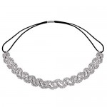 Lux Accessories Pave Crystal Pattern Stretch Bridal Bridesmaid Hair Headband