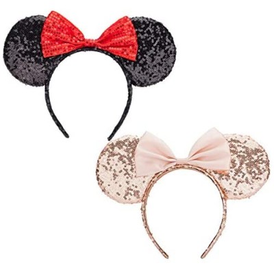 Mouse Ears headband 2pcs Sequin Headband Glitter Hairband for Baby Shower Headwear Halloween Theme Party Decorations