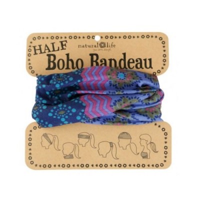 Natural Life Half Boho Bandeau  Purple/Teal/Blue Stripe
