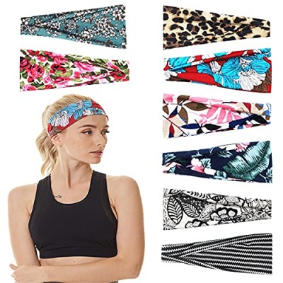 Pohaekw Headbands for Women (8 Pack)  Women's Headbands Workout Yoga Headwraps Hairbands Sweat Wicking Head Band for Running Cycling Fitness (Set 1)