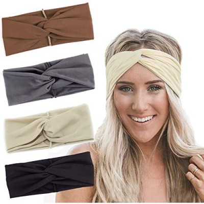 RIOSO Turban Headbands for Women Twisted Boho Headwrap Yoga Workout Sport Thick Head Bands(4 pack)
