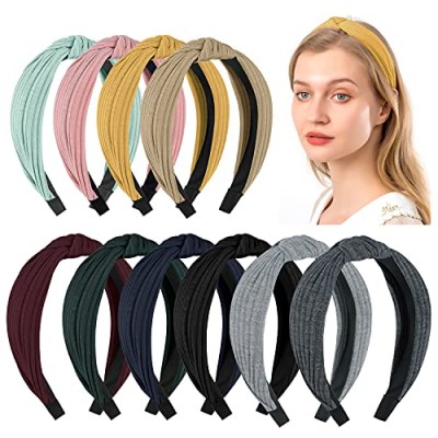 Sunolga 10 Knotted Headbands For Women Girl Soft Knitted Headbands For Women's Hair