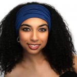 Woeoe African Headbands Knotted Hairbands Black Stylish Head Wraps Wide Elastic Head Scarf for Women and Girls (Pack of 4) (blue dark red dark blue black)