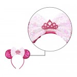 YanJie Crown Mouse Ear Headband Hot Pink Bow Girl Women Party Headwear