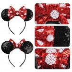 YanJie Mouse Ears Bow Headbands Glitter Party Princess Decoration Cosplay Costume for Girls & Women